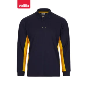 Polo bicolor manga larga Velilla 105514 Azul navy/Amarillo, vista frontal
