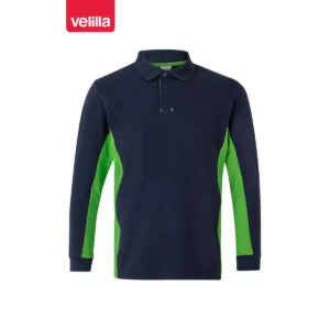 Polo bicolor manga larga Velilla 105514 Azul navy/Verde lima, vista frontal