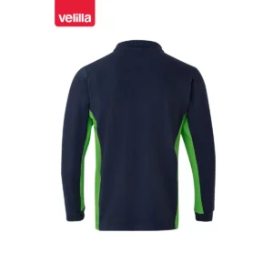 Polo bicolor manga larga Velilla 105514 Azul navy/Verde lima, vista trasera