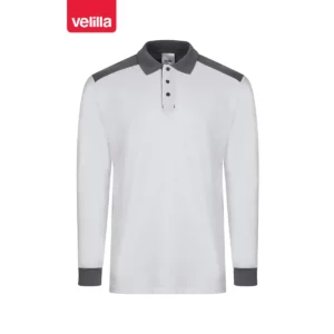 Polo stretch bicolor manga larga Velilla 105529S Blanco/Gris, vista frontal