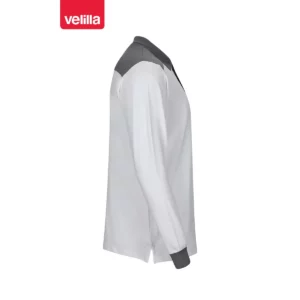Polo stretch bicolor manga larga Velilla 105529S Blanco/Gris, vista lateral opuesta