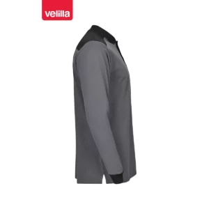 Polo stretch bicolor manga larga Velilla 105529S Gris/Negro, vista lateral opuesta