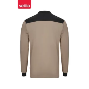Polo stretch bicolor manga larga Velilla 105529S Beige arena/Negro, vista trasera