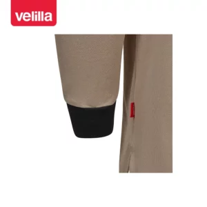 Polo stretch bicolor manga larga Velilla 105529S Beige arena/Negro, detalle de puño
