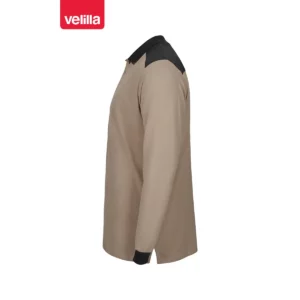 Polo stretch bicolor manga larga Velilla 105529S Beige arena/Negro, vista lateral