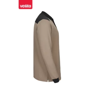Polo stretch bicolor manga larga Velilla 105529S Beige arena/Negro, vista lateral opuesta