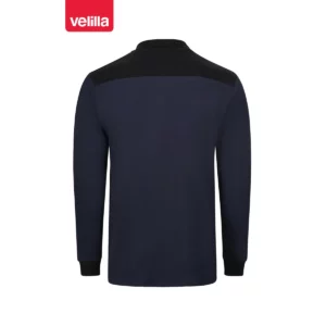 Polo stretch bicolor manga larga Velilla 105529S Azul navy/Negro, vista trasera