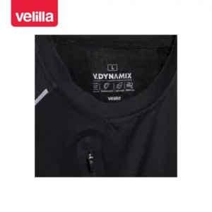 Camiseta técnica Velilla 105635 V.Dynamix Negro/Negro, detalle de cuello y etiqueta