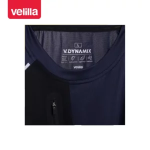 Camiseta técnica Velilla 105635 V.Dynamix Azul navy/Negro, detalle de cuello y etiqueta