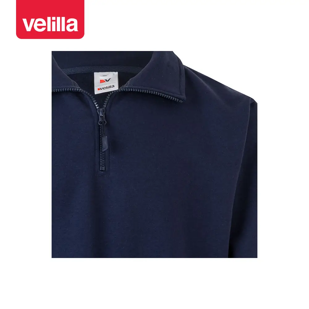 Sudadera media cremallera Velilla 105702 19 Sudadera media cremallera Velilla 105702 Azul navy, detalle de cuello y cremallera