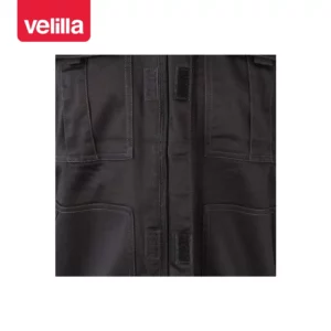 Cazadora stretch multibolsillos Velilla 106002S Negro, detalle de cierre central y bolsillos del pecho