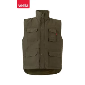 Chaleco acolchado multibolsillos Velilla 108 Verde caza, vista frontal