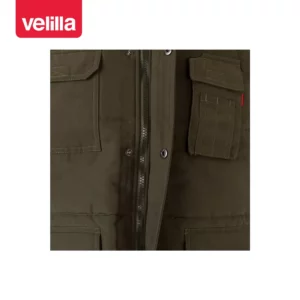 Chaleco acolchado multibolsillos Velilla 108 Verde caza, detalle de cierre central