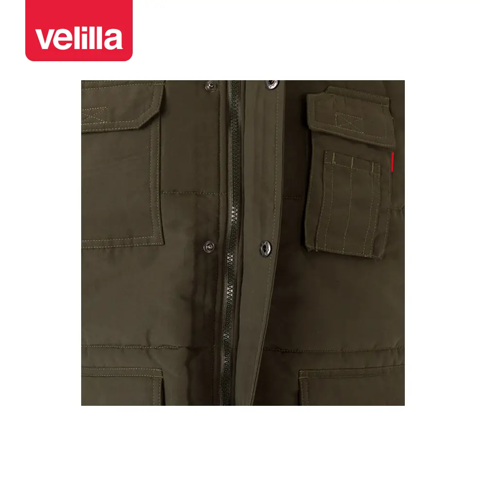 Chaleco acolchado multibolsillos Velilla 108 16 Chaleco acolchado multibolsillos Velilla 108 Verde caza, detalle de cierre central