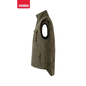 Chaleco acolchado multibolsillos Velilla 108 Verde caza, vista lateral