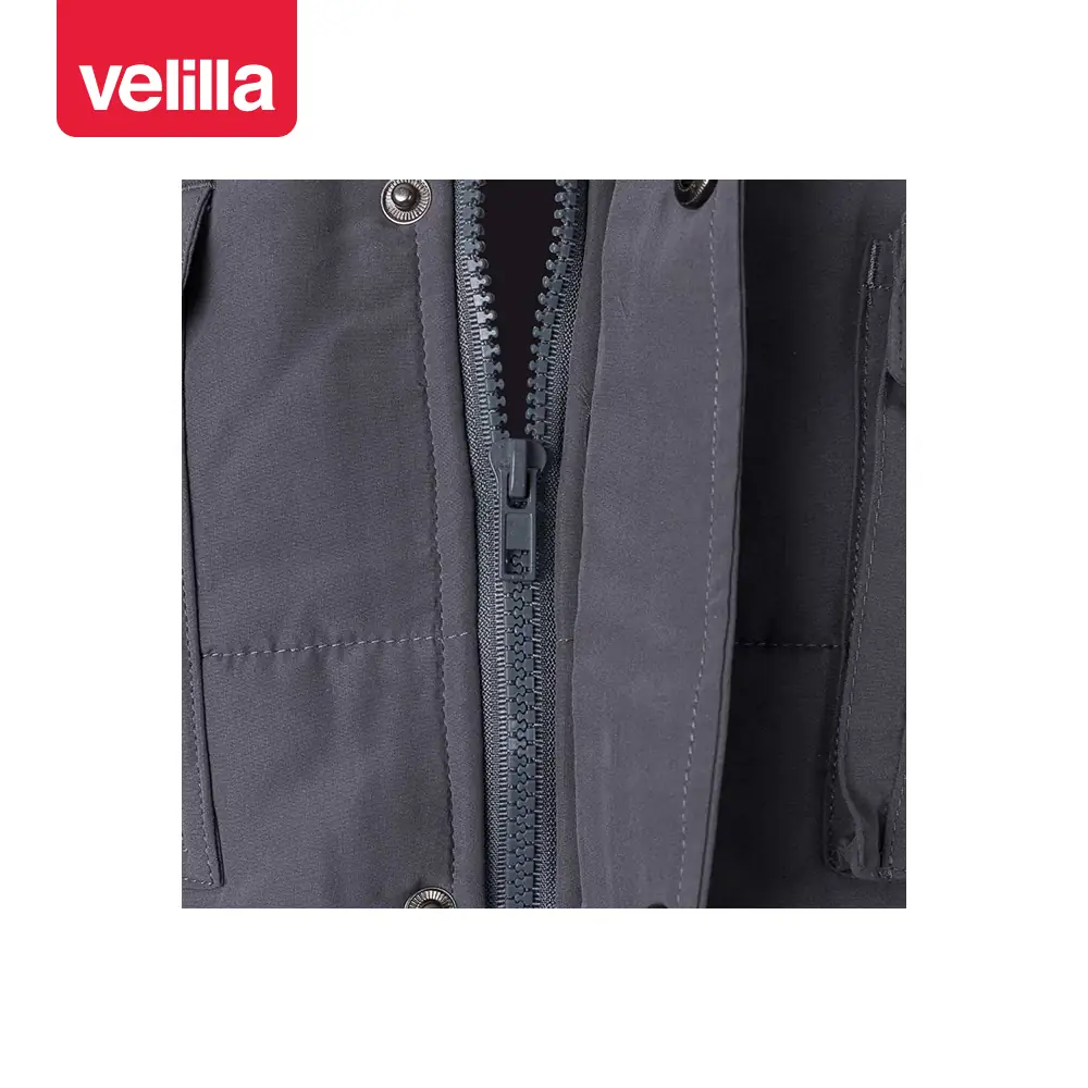 Chaleco acolchado multibolsillos Velilla 108 7 Chaleco acolchado multibolsillos Velilla 108 Gris, detalle de cierre central