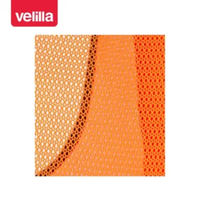 Chaleco de rejilla alta visibilidad Velilla 146 Naranja flúor, detalle de tejido de rejilla y cinta reflectante