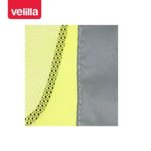 Chaleco de rejilla alta visibilidad Velilla 146 Amarillo flúor, detalle de tejido de rejilla y cinta reflectante
