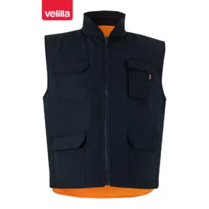 Chaleco acolchado reversible Velilla 148 Azul marino/Naranja flúor, vista frontal