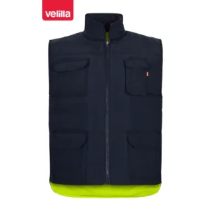 Chaleco acolchado reversible Velilla 148 Azul marino/Amarillo flúor, vista frontal