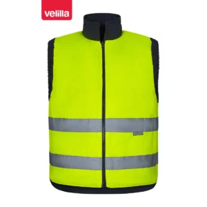 Chaleco acolchado reversible Velilla 148 Azul marino/Amarillo flúor, vista frontal del reverso
