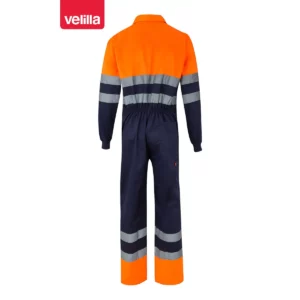 Mono bicolor de alta visibilidad Velilla 151 Azul marino/Naranja flúor, vista trasera