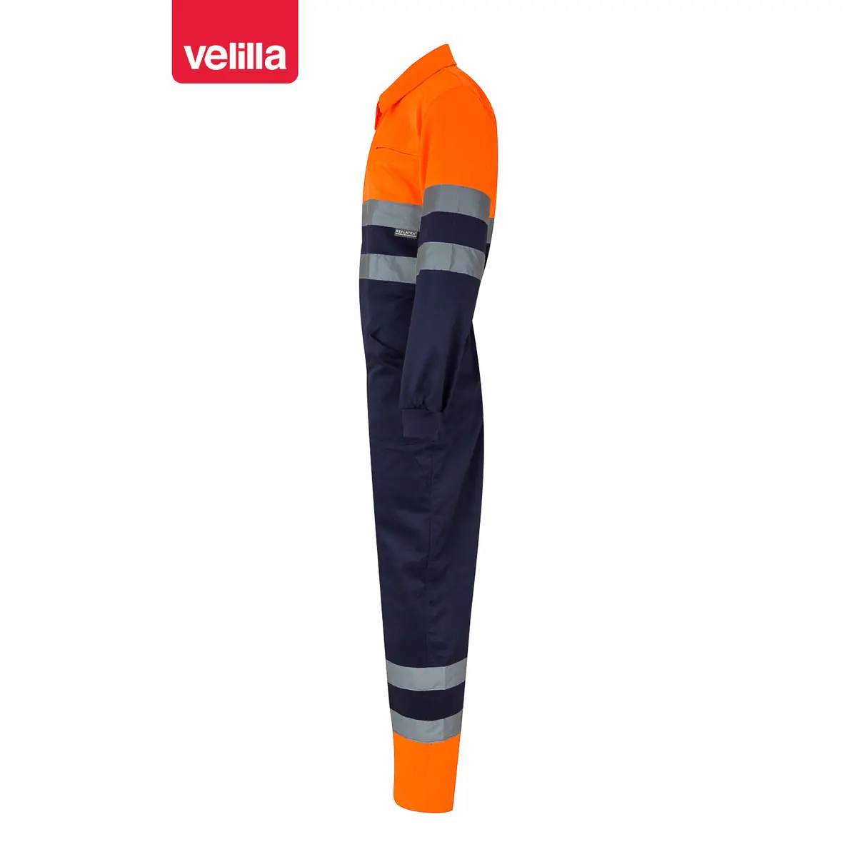 Mono bicolor de alta visibilidad Velilla 151 9 Mono bicolor de alta visibilidad Velilla 151 Azul marino/Naranja flúor, vista lateral