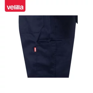 Mono bicolor de alta visibilidad Velilla 151 Azul marino/Amarillo flúor, detalle de bolsillo trasero