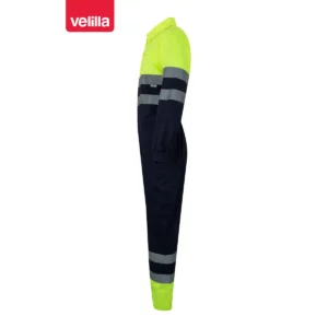 Mono bicolor de alta visibilidad Velilla 151 Azul marino/Amarillo flúor, vista lateral