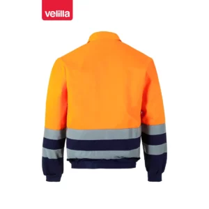 Cazadora bicolor reflectante Velilla 153 Azul marino/Naranja flúor, vista trasera
