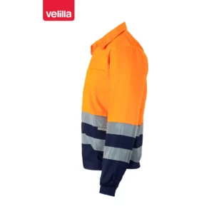 Cazadora bicolor reflectante Velilla 153 Azul marino/Naranja flúor, vista lateral