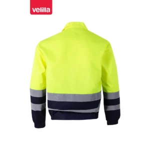 Cazadora bicolor reflectante Velilla 153 Azul marino/Amarillo flúor, vista trasera