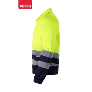 Cazadora bicolor reflectante Velilla 153 Azul marino/Amarillo flúor, vista lateral