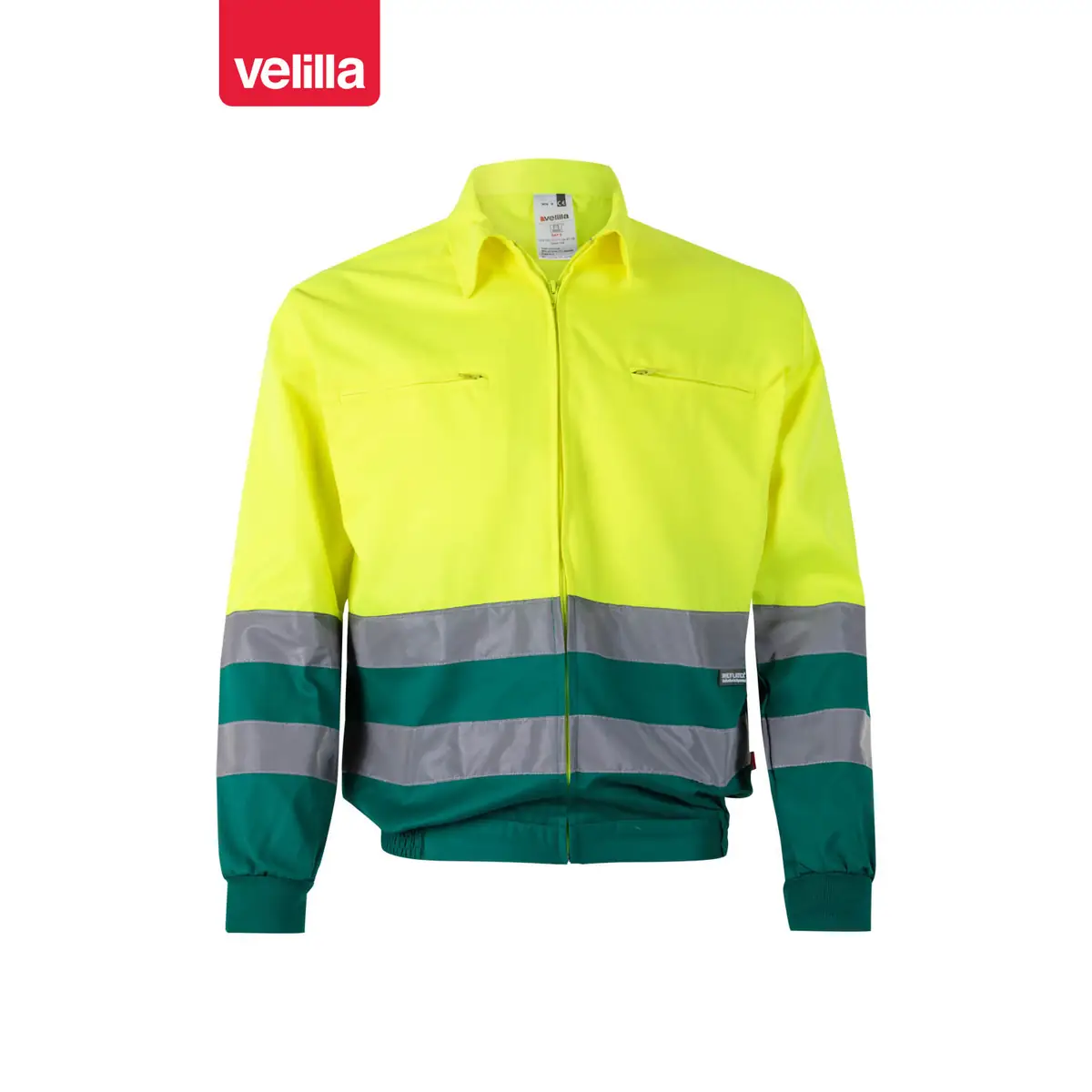 Cazadora bicolor reflectante Velilla 153 4 Cazadora bicolor reflectante Velilla 153 Verde/Amarillo flúor, vista frontal