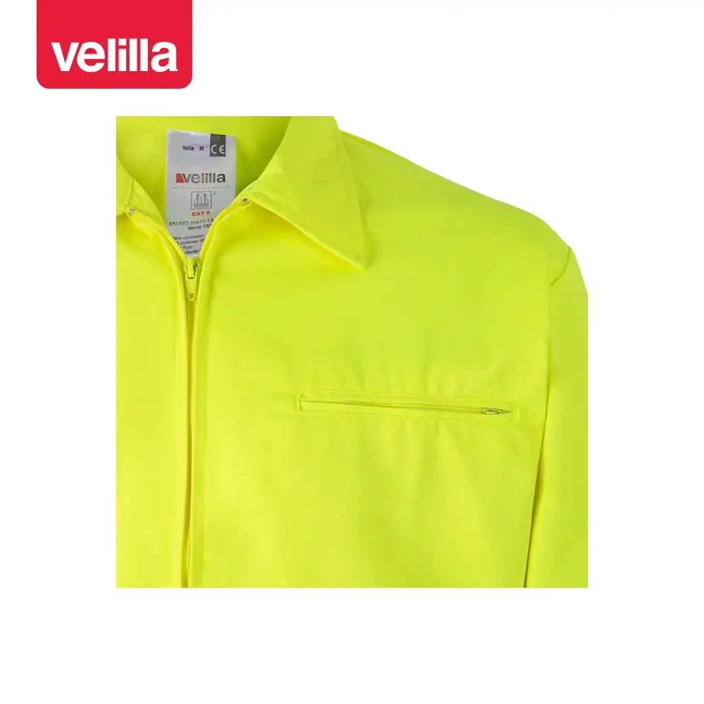 Cazadora bicolor reflectante Velilla 153 19 Cazadora bicolor reflectante Velilla 153 Gris/Amarillo flúor, detalle de bolsillo del pecho