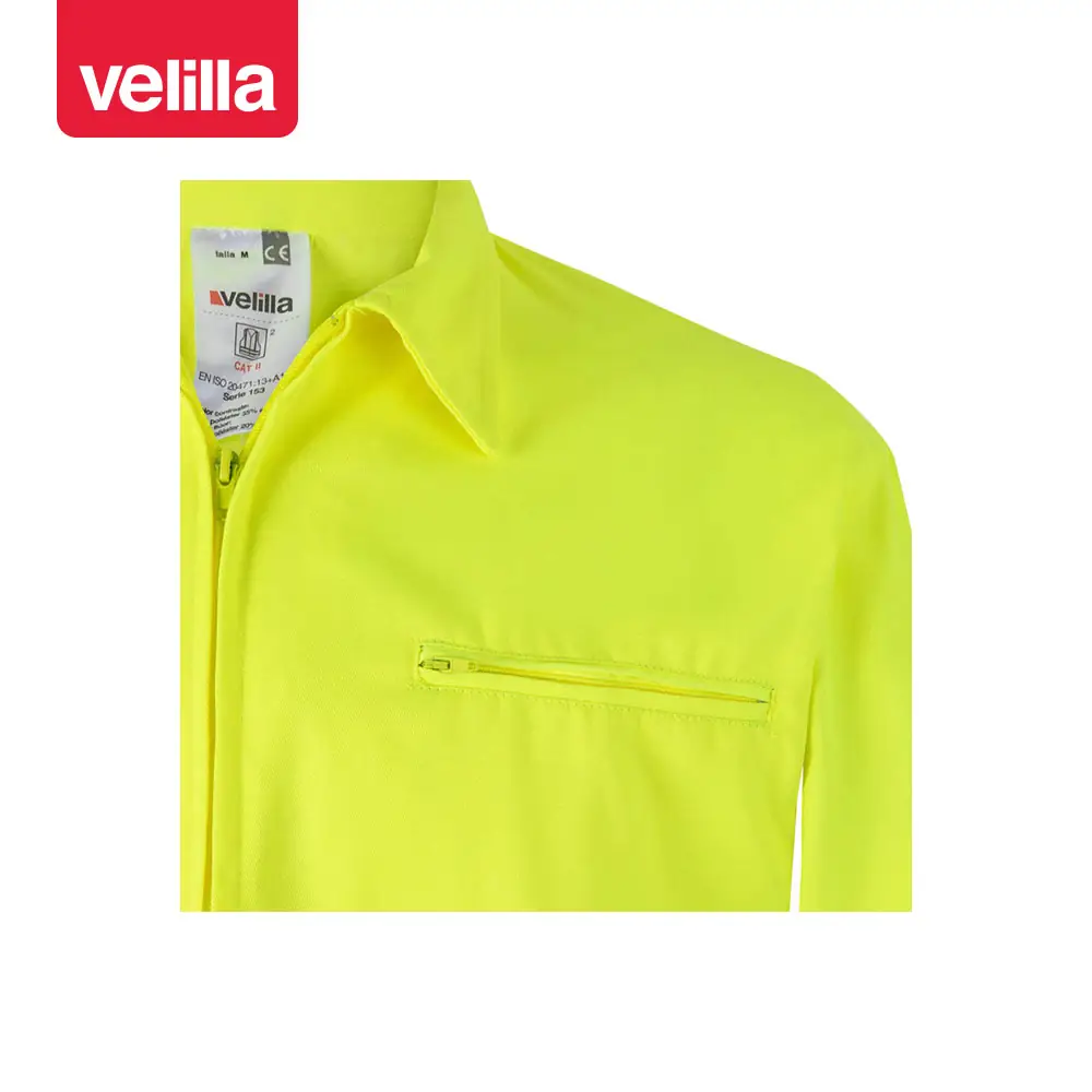 Cazadora bicolor reflectante Velilla 153 25 Cazadora bicolor reflectante Velilla 153 Azulina/Amarillo flúor, detalle de bolsillo del pecho