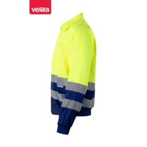 Cazadora bicolor reflectante Velilla 153 Azulina/Amarillo flúor, vista lateral
