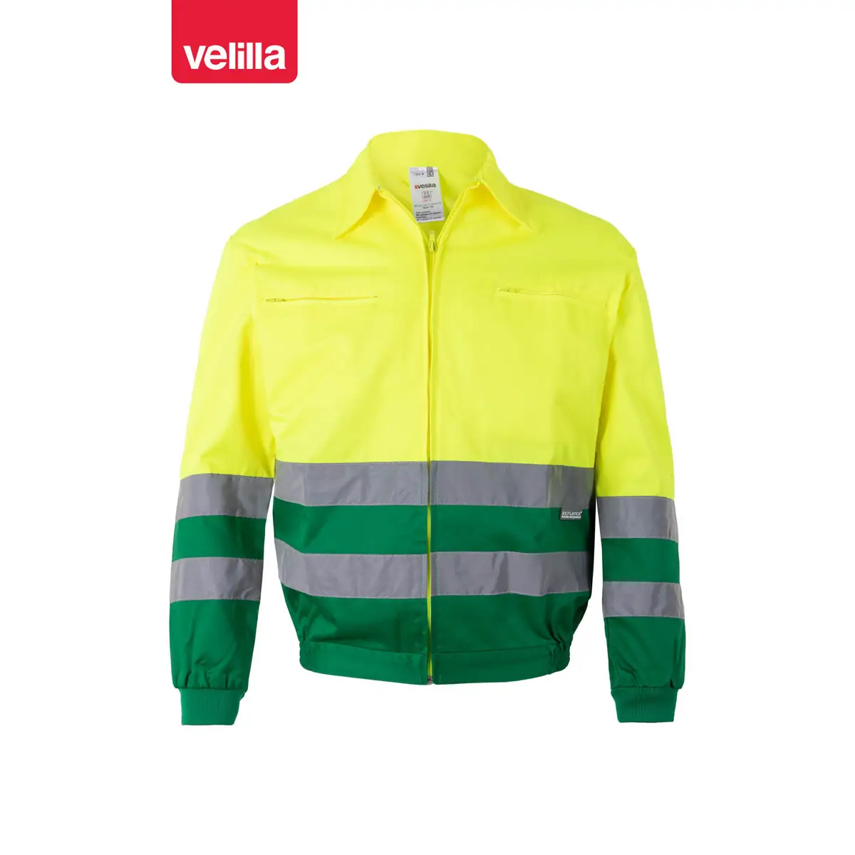 Cazadora bicolor reflectante Velilla 153 13 Cazadora bicolor reflectante Velilla 153 Verde hierba/Amarillo flúor, vista frontal