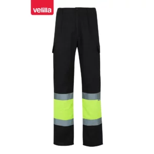 Pantalón forrado bicolor Velilla 156 Negro/Amarillo flúor, vista frontal