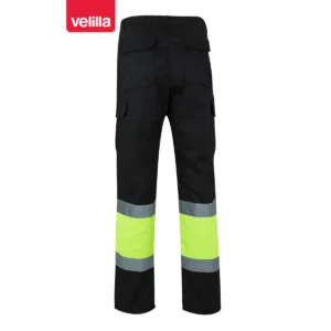 Pantalón forrado bicolor Velilla 156 Negro/Amarillo flúor, vista trasera