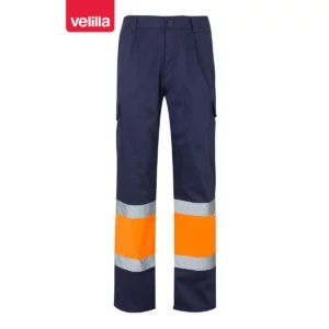 Pantalón forrado bicolor Velilla 156 Azul marino/Naranja flúor, vista frontal