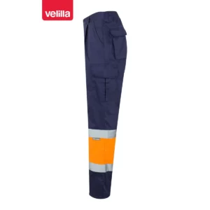 Pantalón forrado bicolor Velilla 156 Azul marino/Naranja flúor, vista lateral
