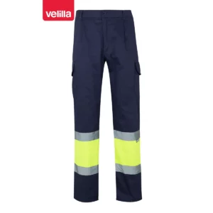 Pantalón forrado bicolor Velilla 156 Azul marino/Amarillo flúor, vista frontal
