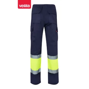 Pantalón forrado bicolor Velilla 156 Azul marino/Amarillo flúor, vista trasera