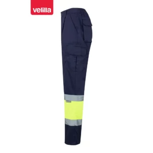 Pantalón forrado bicolor Velilla 156 Azul marino/Amarillo flúor, vista lateral