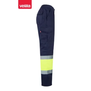 Pantalón forrado bicolor Velilla 156 Azul marino/Amarillo flúor, vista lateral opuesta