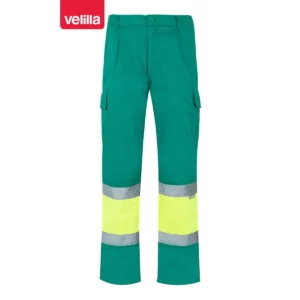 Pantalón forrado bicolor Velilla 156 Verde/Amarillo flúor, vista frontal