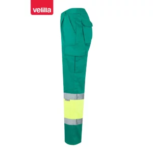 Pantalón forrado bicolor Velilla 156 Verde/Amarillo flúor, vista lateral