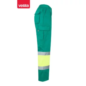 Pantalón forrado bicolor Velilla 156 Verde/Amarillo flúor, vista lateral opuesta