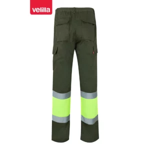Pantalón forrado bicolor Velilla 156 Verde caza/Amarillo flúor, vista trasera